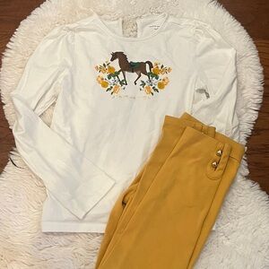 Janie and Jack Classic White top with a horse 🐎